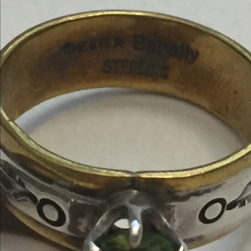 Navajo Chester Benelly peridot ring and earrings - brass and 925 Sterling silver - Picture 4 of 8